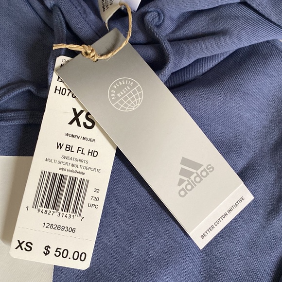 Adidas Logo Violet Lilac Pullover Hoodie XS NWT - Picture 3 of 5